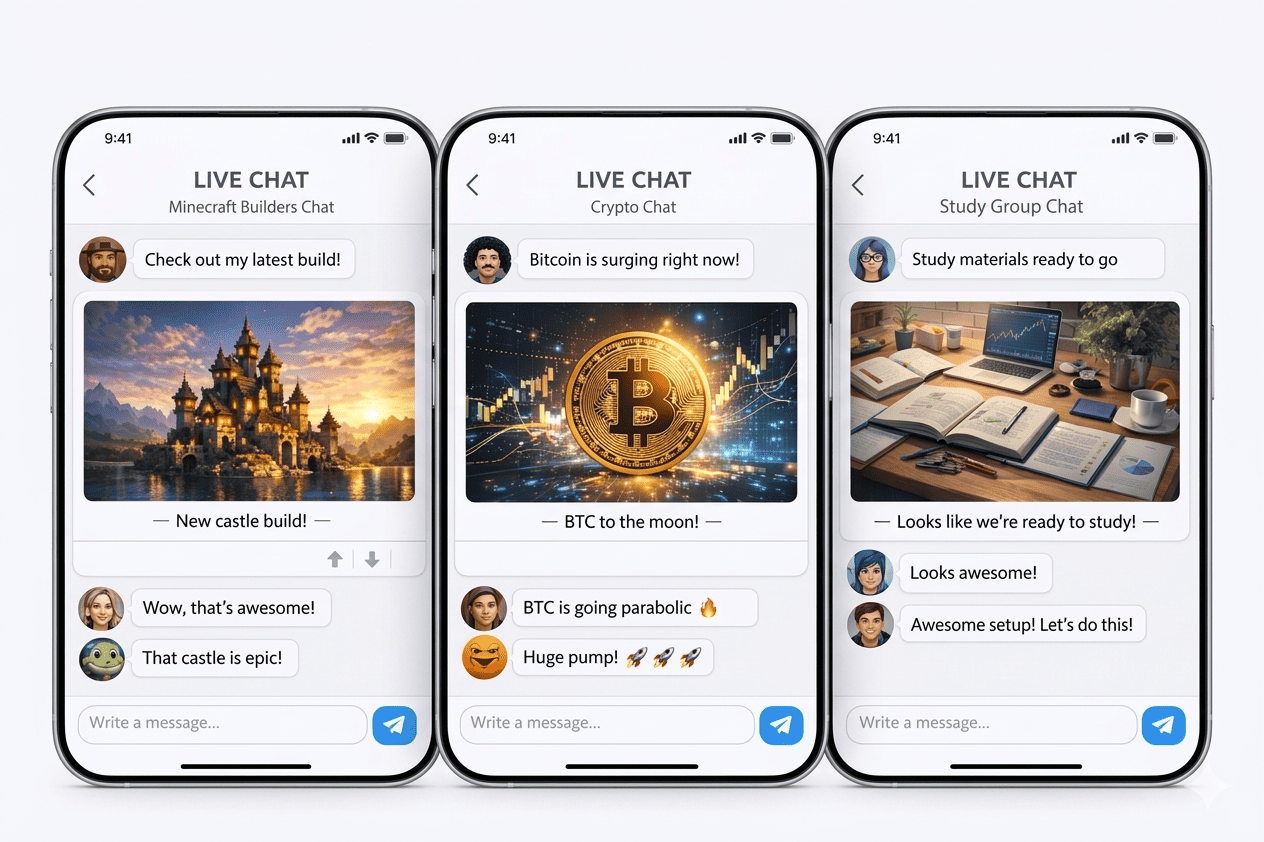 Salas de chat com IA – Crie músicas e imagens | ChatGroups